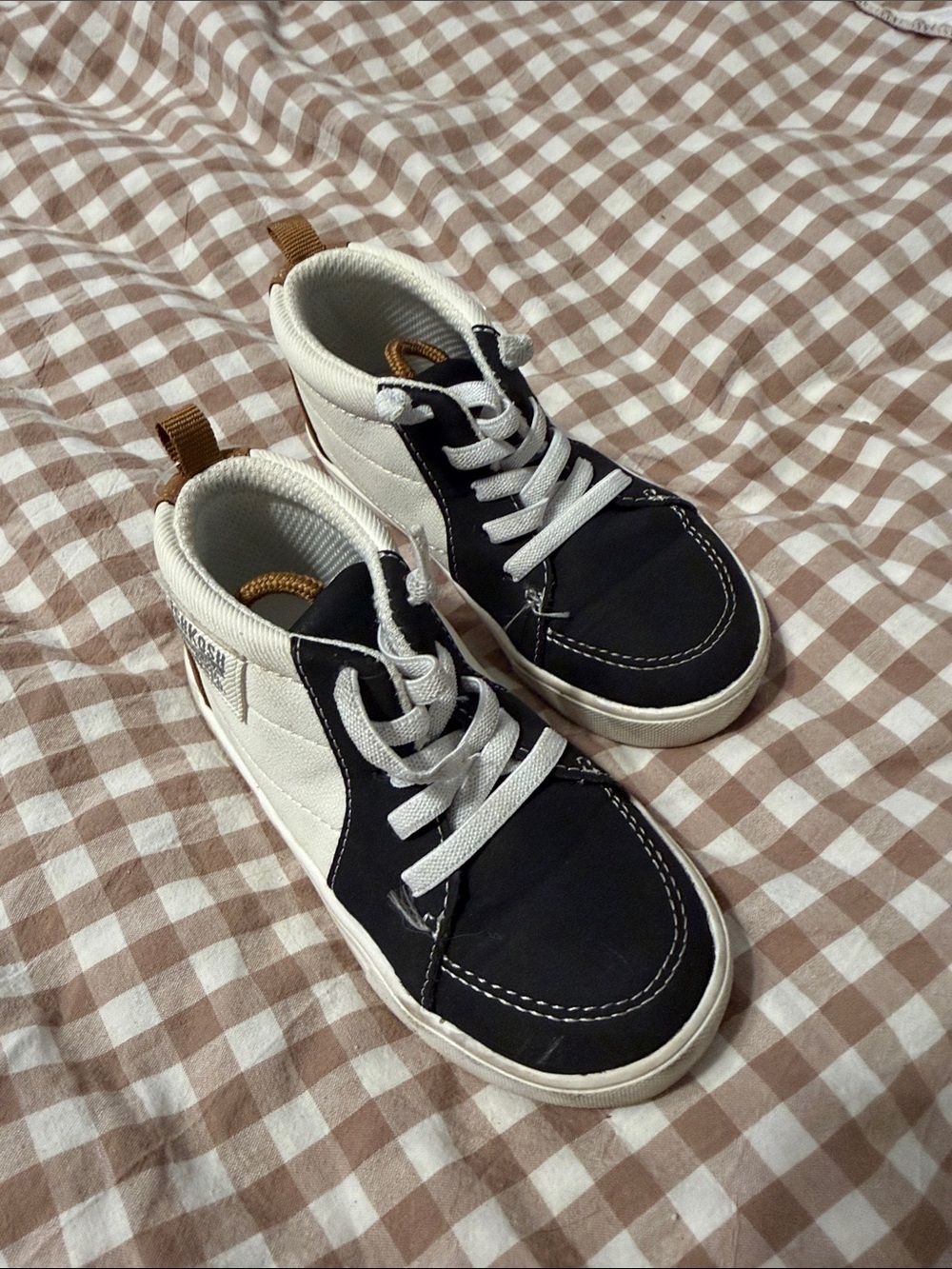 OshKosh B'gosh Kids High-Top Sneakers in Black, White and Brown